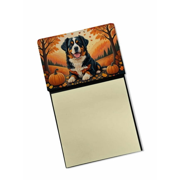 Bernese Mountain Dog Fall Sticky Note Holder 3.25 in x 5.25 in