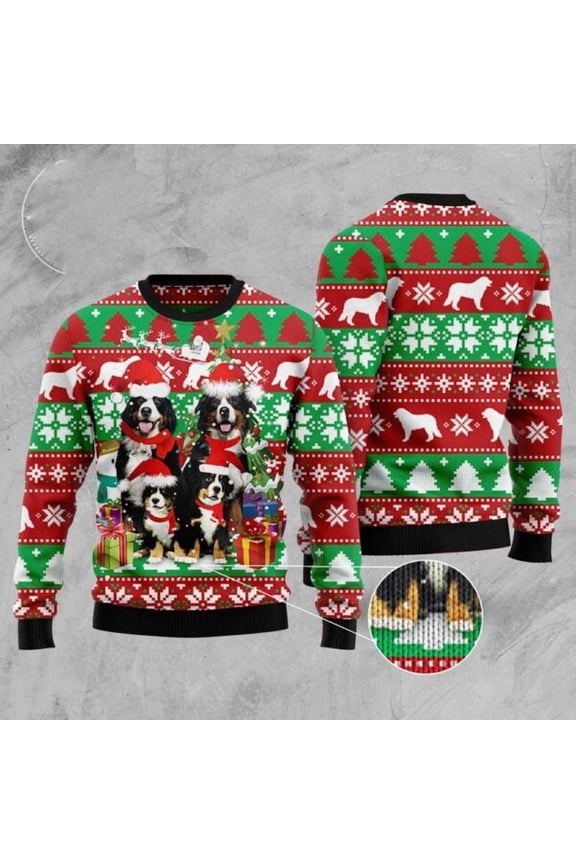 Bernese Mountain Dog Family Ugly Christmas Sweater, Dog Ugly Christmas Sweater, Ugly Dog Sweaters
