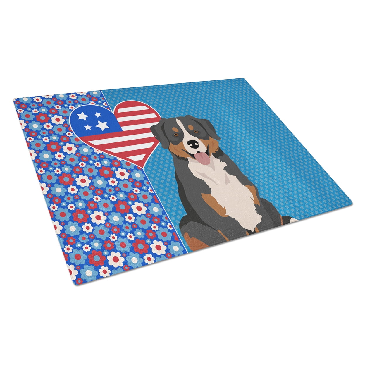 Bernese Mountain Dog Glass Cutting Board Large 12 in x 15 in