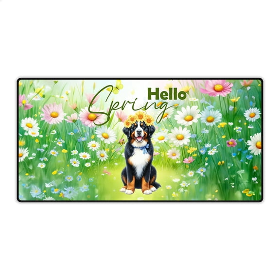 Bernese Mountain Dog Hello Spring Time Flower Floral Nature Desk Mat Full Keyboard Mouse Pad Berner Lover Gifts Large Mousepad - 02031