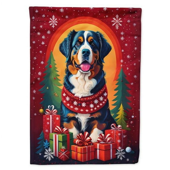 Bernese Mountain Dog Holiday Christmas House Flag 28 in x 40 in