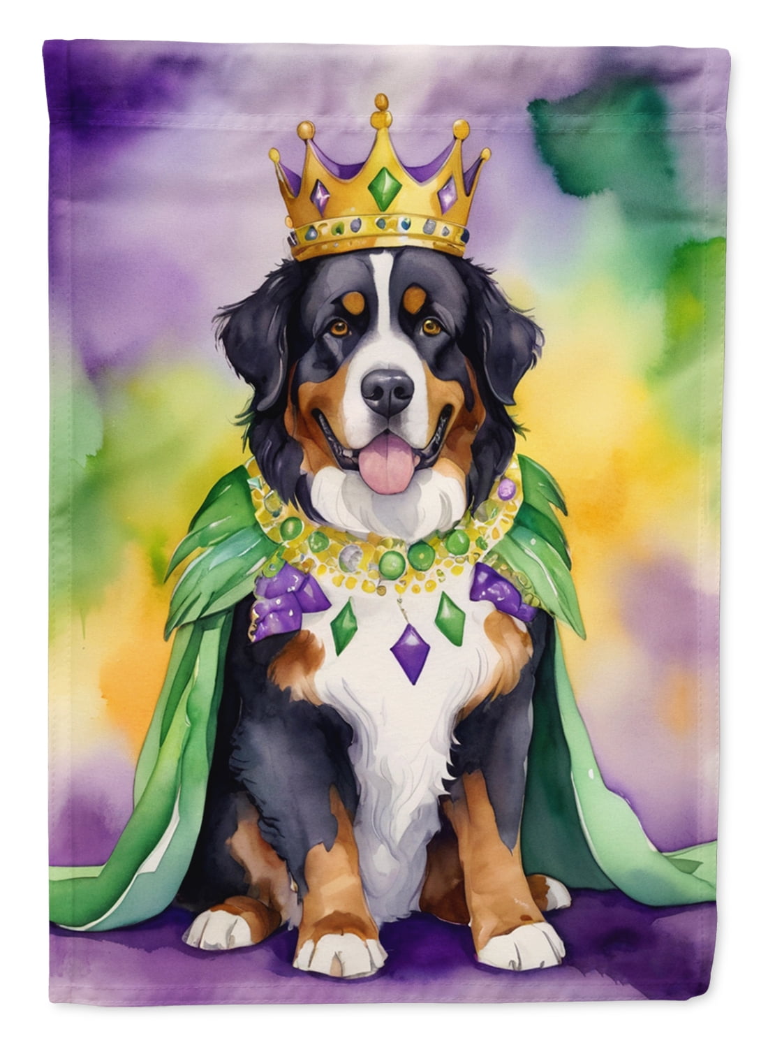 Bernese Mountain Dog King of Mardi Gras Garden Flag 11.25 in x 15.5 in