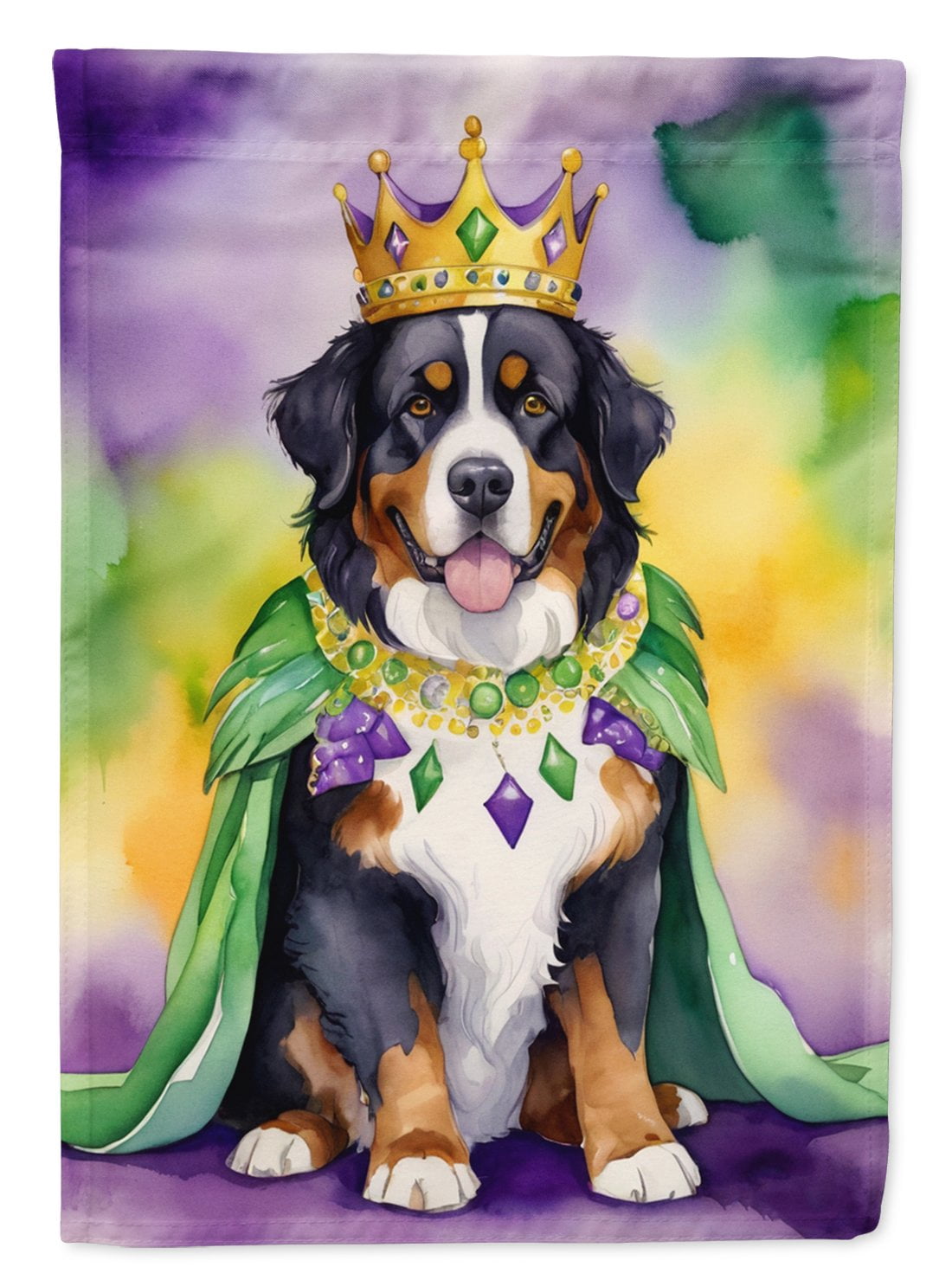 Bernese Mountain Dog King of Mardi Gras House Flag 28 in x 40 in