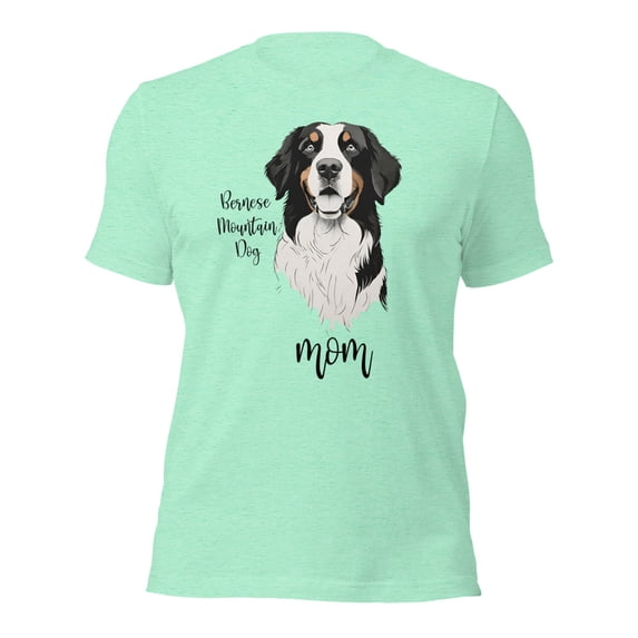 Bernese Mountain Dog Mom T-Shirt, Cute Dog Lover Gift Tee (Heather Mint, M)