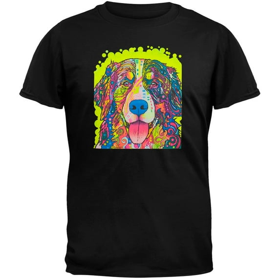 Bernese Mountain Dog Neon Black Light Adult T-Shirt