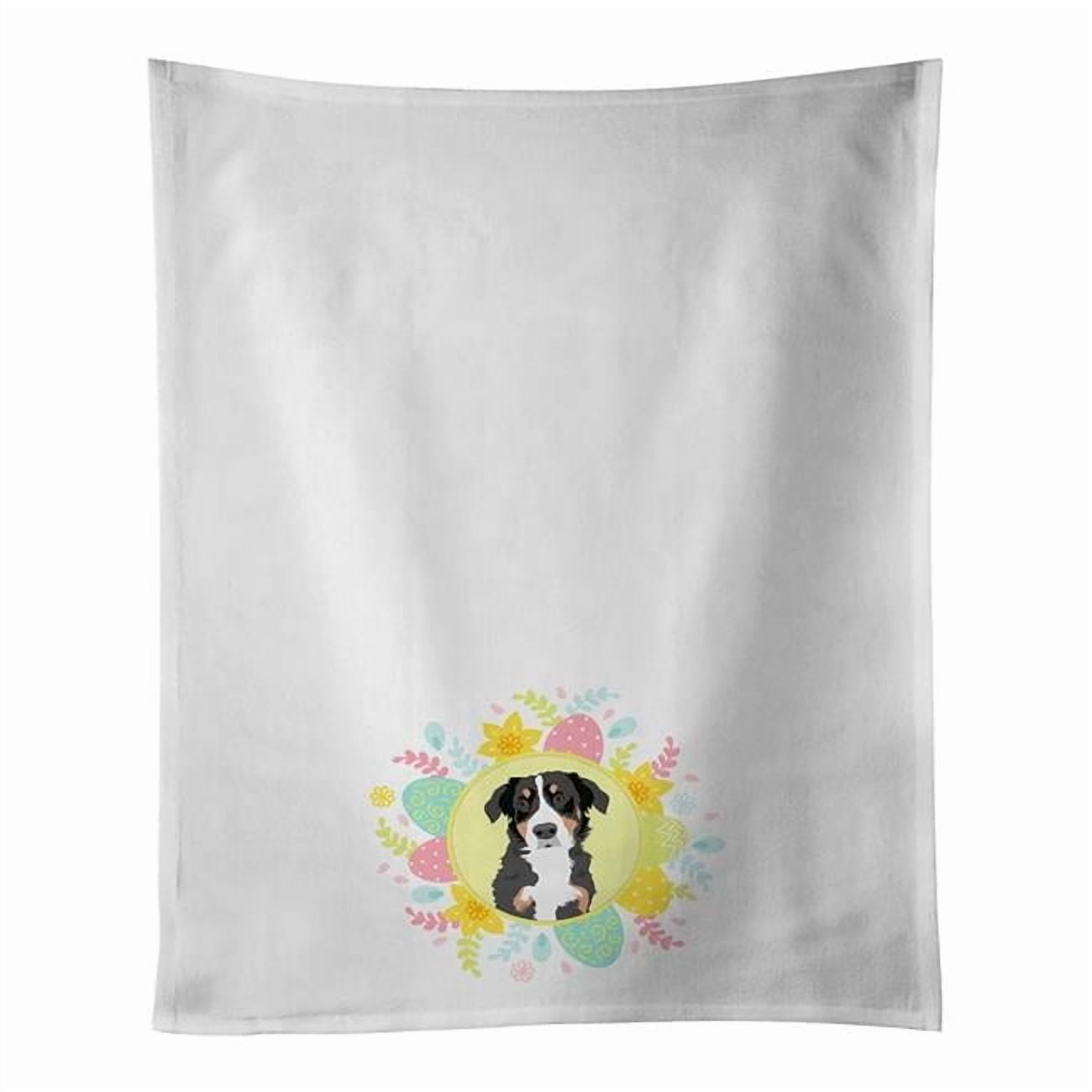 Bernese Mountain Dog Puppy #2 Easter White Kitchen Towel Set of 2 19 in x 28 in