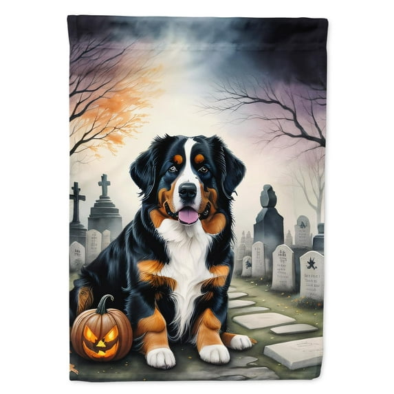 Bernese Mountain Dog Spooky Halloween Garden Flag 11.25 in x 15.5 in