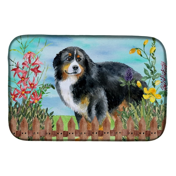 Bernese Mountain Dog Spring Dish Drying Mat