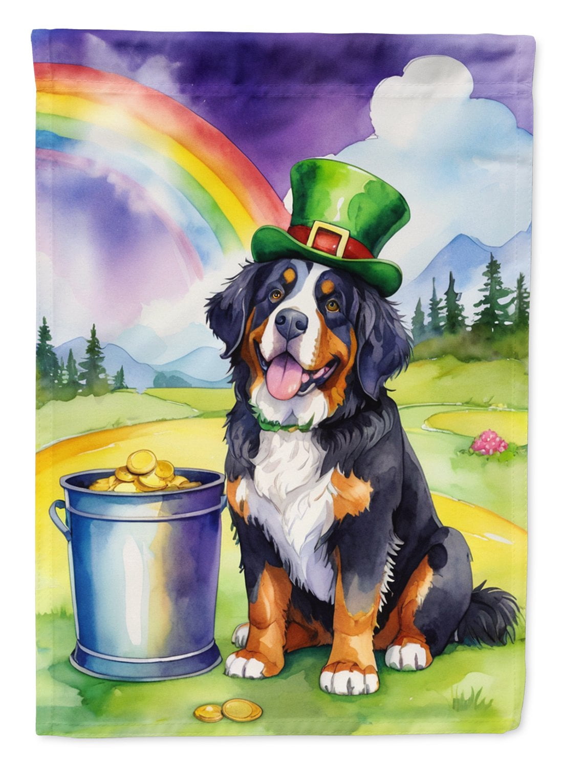 Bernese Mountain Dog St Patrick's Day House Flag 28 in x 40 in