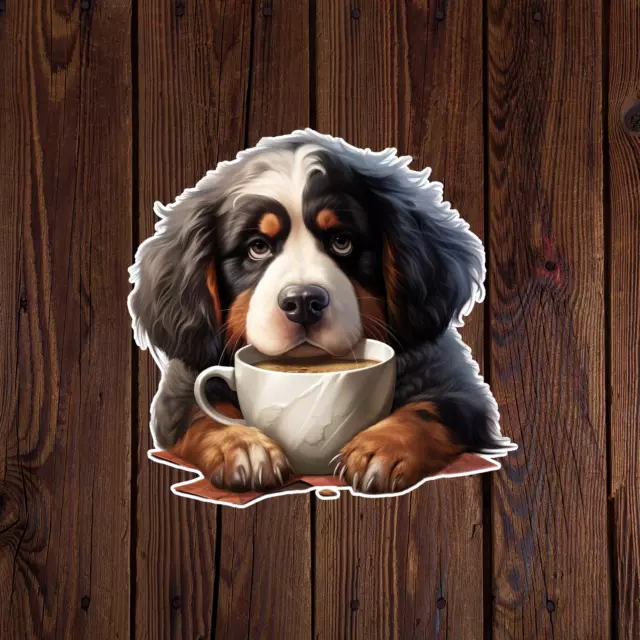 Bernese Mountain Dog Sticker Coffee Cute Animal Pet Novelty Sticker ...