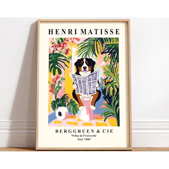 Bernese Mountain Dog Wall Art Print, Unframed Paper Poster 8x10in