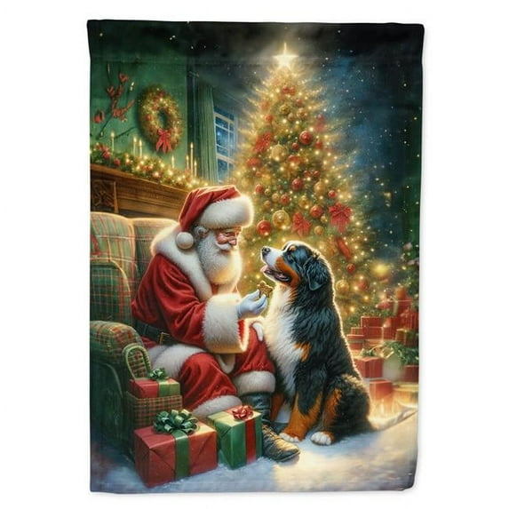 Bernese Mountain Dog and Santa Claus Garden Flag 11.25 in x 15.5 in