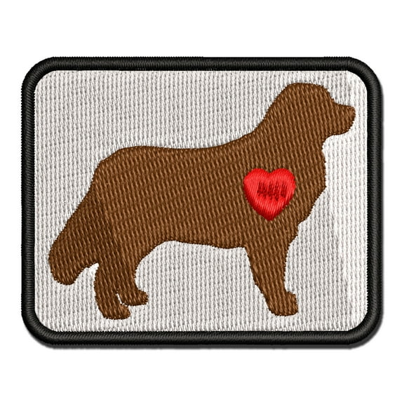 Bernese Mountain Dog with Heart Applique Multi-Color Embroidered Hook & Loop Patch - 3.5 Inch Large