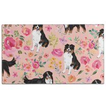 Bernese Mountain Dogs with Pioneer Flower Door Rugs,Washable Non Slip Door Mats Indoor,Decorative Door Mats,Entry Mat Indoor for Entrance,Bedroom,Kitchen,Bathroom,17"x30"