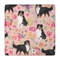 thumbnail image 1 of Bernese Mountain Dogs with Pioneer Flower Square Fitted Tablecloth with Elastic Edge,Square Table Cover,Washable Elastic Table Cover for Home Kitchen Party Decor 34"x34", 1 of 6