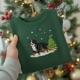 thumbnail image 1 of Bernese Mountain Embroidered Christmas Shirt, Bernese Mountain Dog Harvesting a Christmas Tree, Berner Mom Shirt, Christmas Dog Shirt, 1 of 5