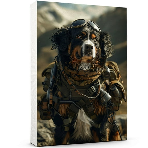 Bernese Mountain Wall Art Soilder Dog Posters - Bernese Mountain Dog Canvas Wall Art For Bedroom Decor - Wall Art Bedroom Aesthetic - Best Friend Birthday Gifts
