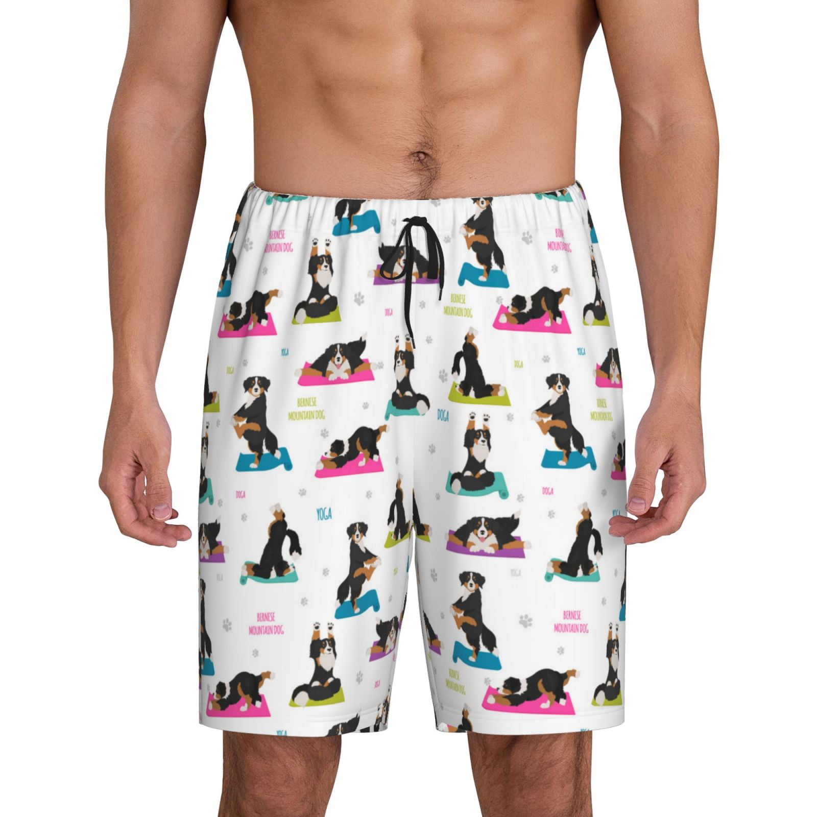 Bernese mountain Yoga dogs funny Mens Pajama Shorts Pants Soft Pj