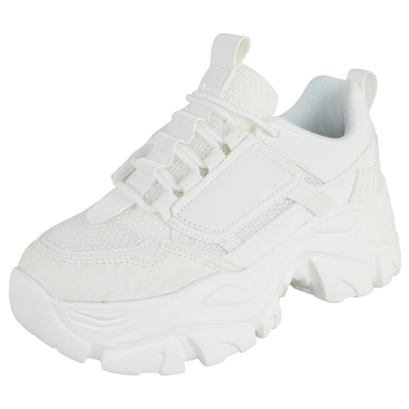 Berness Women Chunky Platform Sneakers Lace Up Fashion Trainers Thick Sole Casual Walking Light Weight Shoes Blair02 White 8