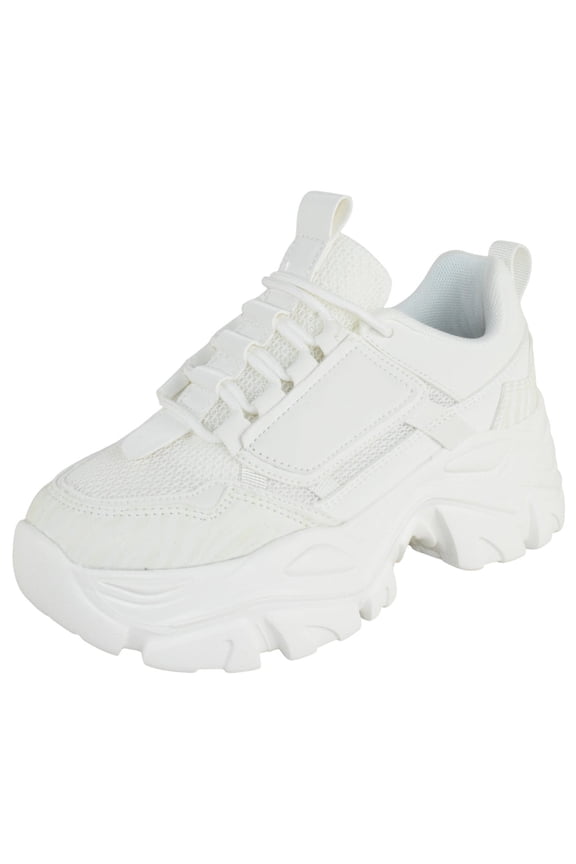 Women Chunky Platform Sneakers Lace Up Fashion Trainers Thick Sole Casual Walking Light Weight Shoes Blair02 White 9