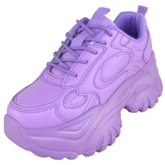 Berness Women’s Chunky Platform Sneakers – Lace-Up Fashion Dad Shoes, Thick Sole Casual Walking Sneakers CELESTE Lavender Purple 5