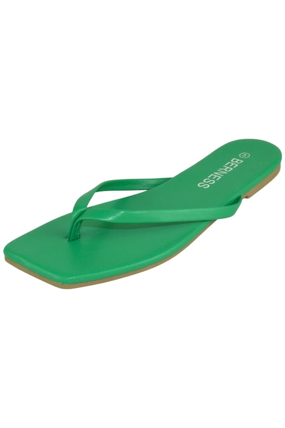 Women’s Flip Flop Sandals – Square Toe Thong Slides, Lightweight Cushioned Flat Summer Sandals, Casual Beach Slip-On Shoes JAYLA Green 8