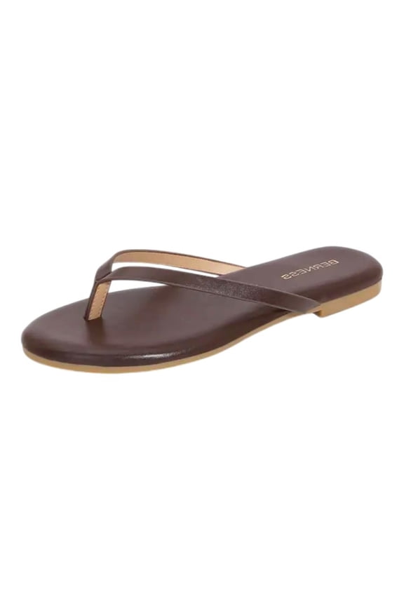 Women’s Flip Flops Flat Sandals – Thong Slides with Cushioned Insole, Lightweight Summer Beach Casual Slip On Classic KIMORA Dark Brown Coffee 9