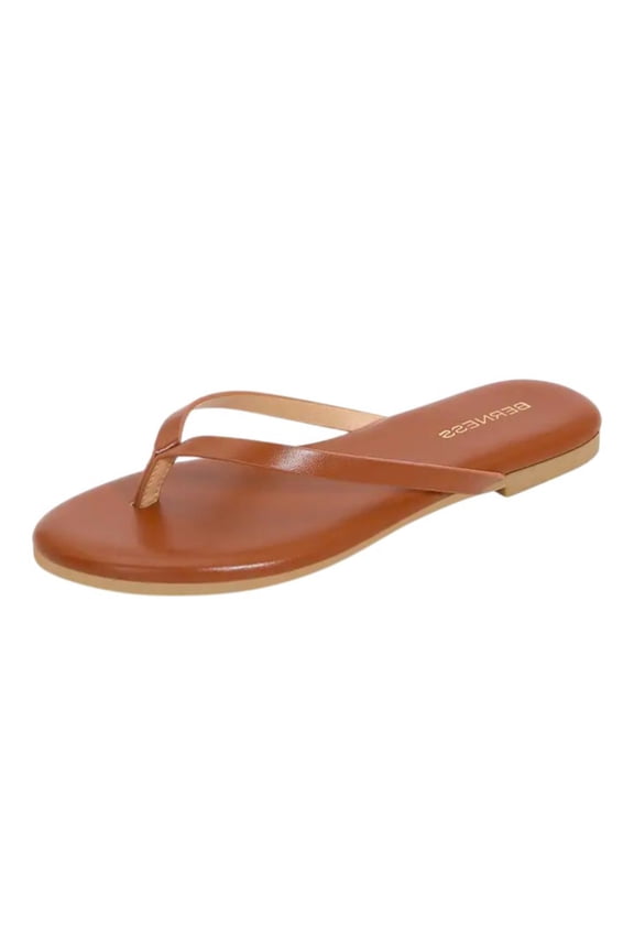 Women’s Flip Flops Flat Sandals – Thong Slides with Cushioned Insole, Lightweight Summer Beach Casual Slip On Classic KIMORA Tan Brown Camel 5