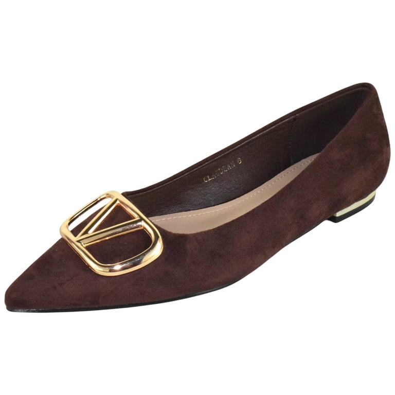 dark brown womens dress shoes Berness Pointed Toe Flats Gold Buckle Ballet Flats, Slip-On Low Heel Shoes, Elegant Comfortable Work Office Claudean Claire 1940s Oxfords are direct reproductions of an original CC41 compliant Academy Girl brand shoe. Women's Brown Dress Shoes-Dream Pairs