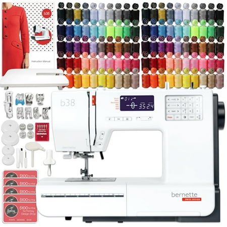 Bernette B38 Top End Sewing Machine Bundle with Deluxe 100pc Thread Kit