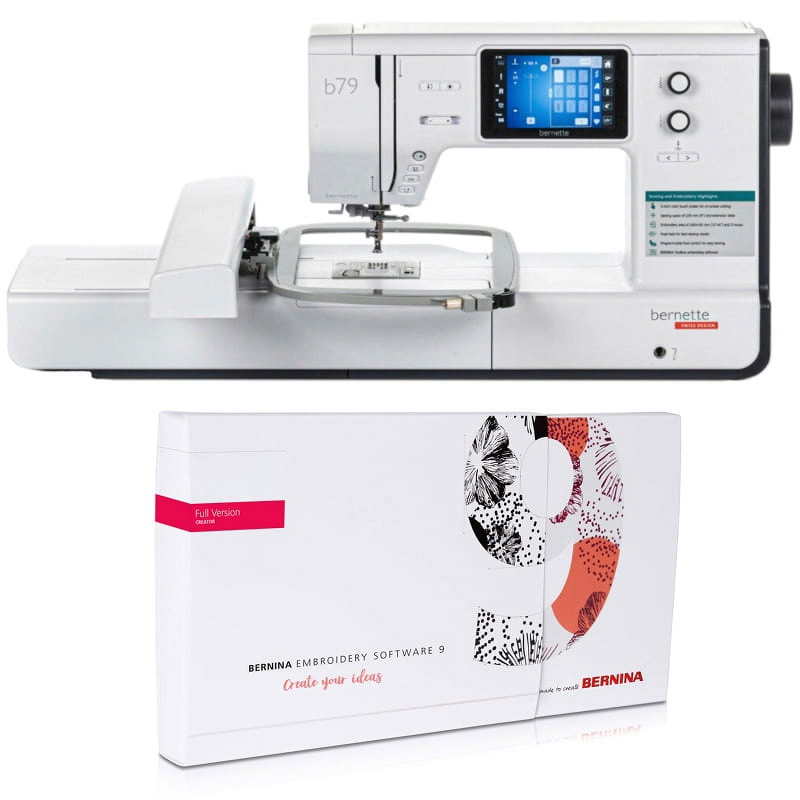 Bernette B79 Sewing & Embroidery Machine Bundle with Software Package