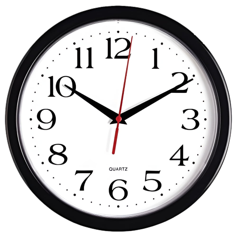 10-Inch Black Plastic Silent Quartz Wall Clock