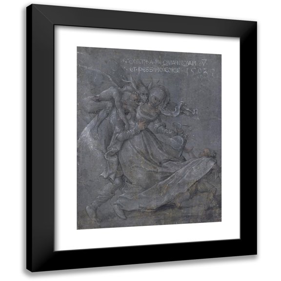 Bernhard Strigel 15x18 Black Modern Framed Museum Art Print Titled - Pair of Lovers with the Devil and Cupid (1503)