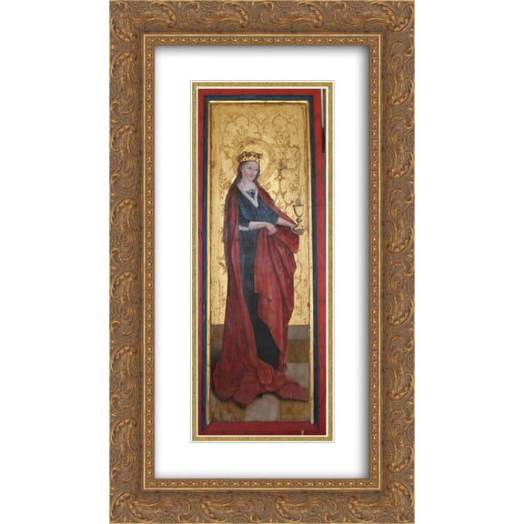 Bernhard Strigel 2x Matted 14x24 Gold Ornate Framed Art Print 'Barbara of Nicomedia'