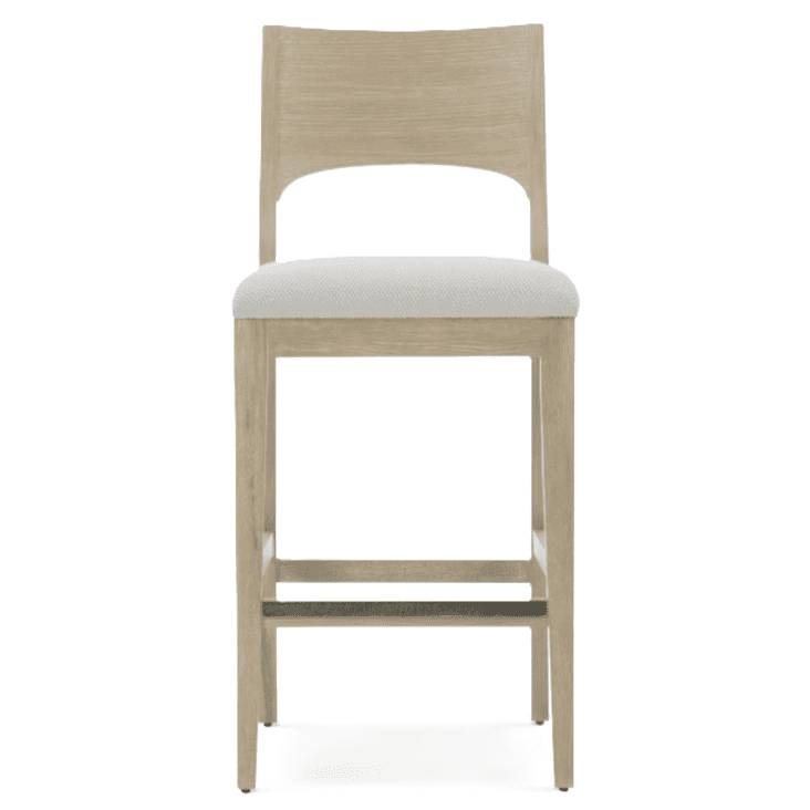Transitional Dune Finish Adjustable White Oak Bar Stool
