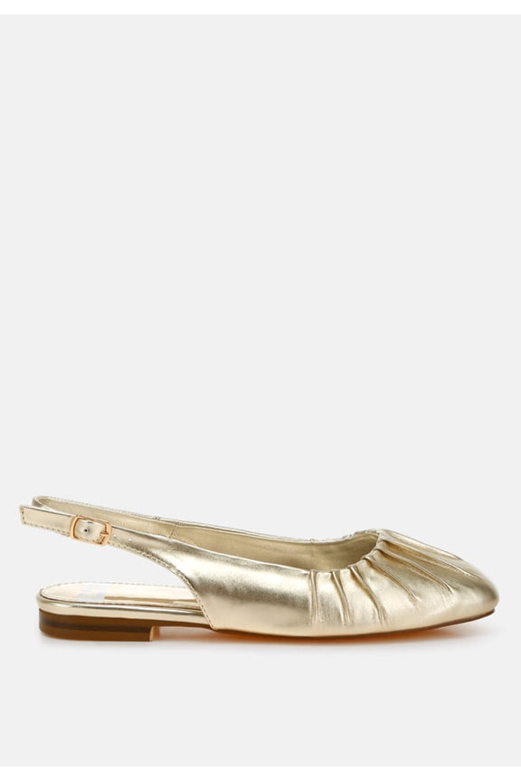 Berni Metallic Square Toe Flat Slingbacks