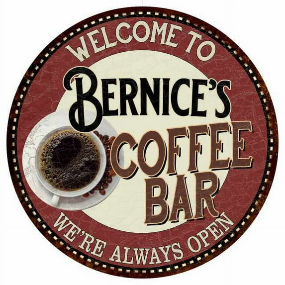 Bernice's Coffee Bar Round Metal Sign Kitchen Room Wall Décor 200120041174