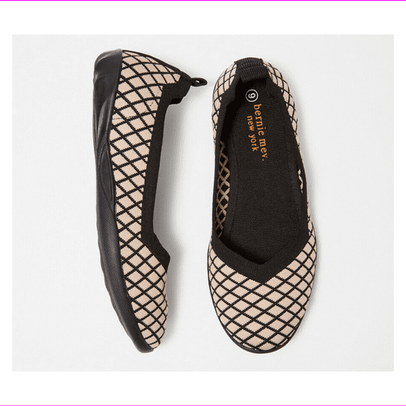 Bernie Mev Diamond Knit Flats - Catwalk X Black/Blush Size 11 M