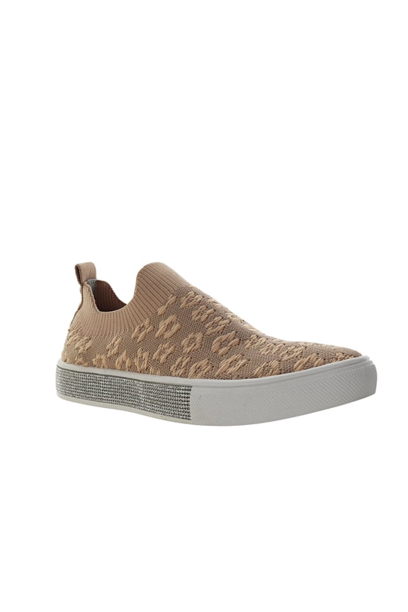 Women's Silky Knit Flat Shoes with Rhinestones