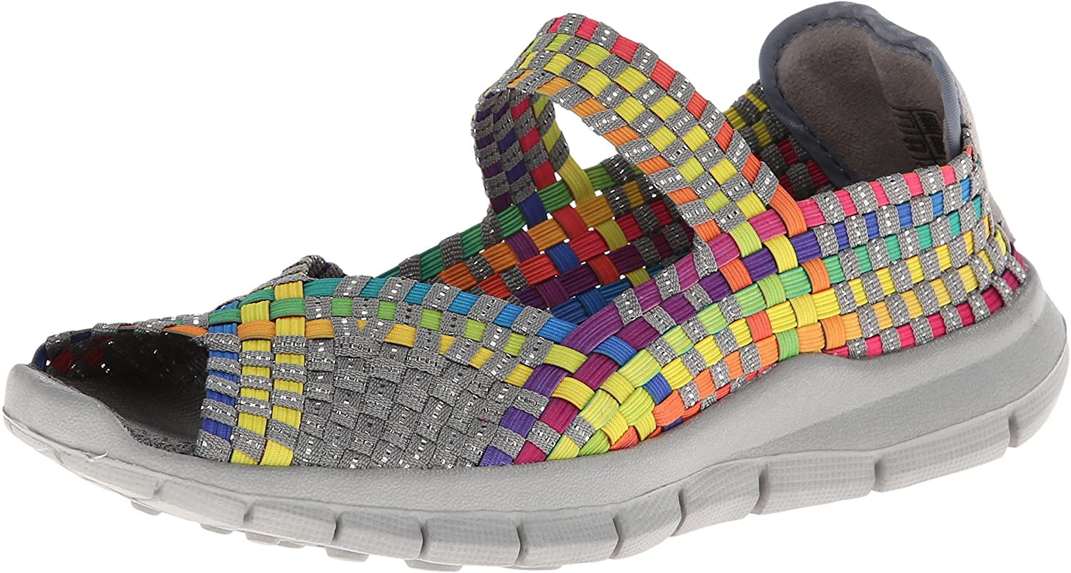 Bernie Mev Womens Comfi Metallic Woven Athletic Shoes Multi 37