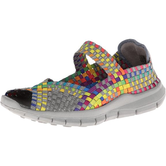 Bernie Mev Womens Comfi Metallic Woven Athletic Shoes Multi 37 Medium (B,M)