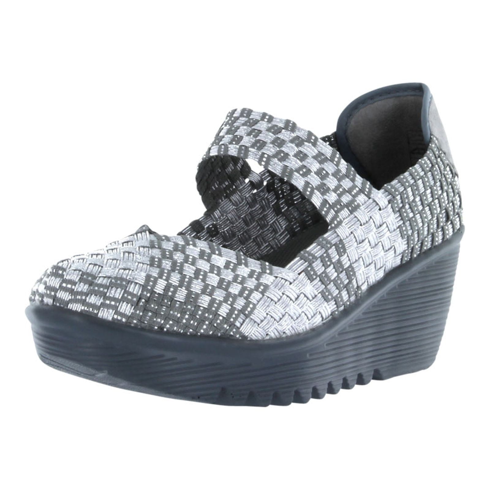 Bernie Mev Womens Lulia Casual Wedge Shoes, Silver, 40 - Walmart.com