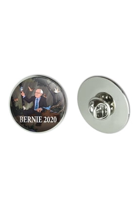 Bernie Sanders 2020 with Birds In A Forest Retro Cartoon Metal 1.1" Tie Tack Hat Lapel Pin Pinback