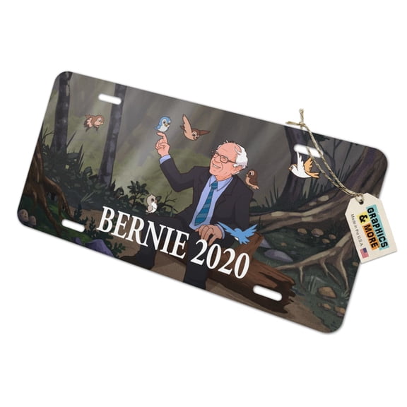 Bernie Sanders 2020 with Birds in A Forest Retro Cartoon Novelty Metal Vanity Tag License Plate