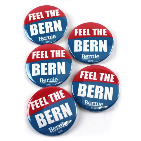 Bernie Sanders Feel The Bern 2020 Political Pinback Buttons - 2.25 Inch Round - 5 Pack