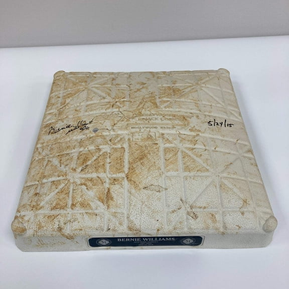 Bernie Williams Day Signed Game Used Base May 24, 2015 Steiner COA