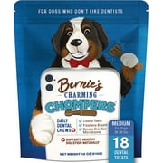 Bernie's Charming Chompers - Daily Dental Chews for Dogs 26-50 Lbs. - 18 Count - Cleans Teeth, Freshens Breath, + Boosts Oral-Gut Microbiome. Easy to Digest, Supports Healthy Digestion Naturally