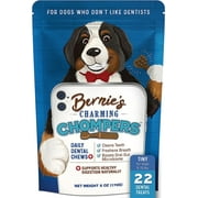 Bernie's Charming Chompers - Daily Dental Chews for Dogs 5-15 Lbs. - 22 Count - Cleans Teeth, Freshens Breath, + Boosts Oral-Gut Microbiome. Easy to Digest, Supports Healthy Digestion Naturally