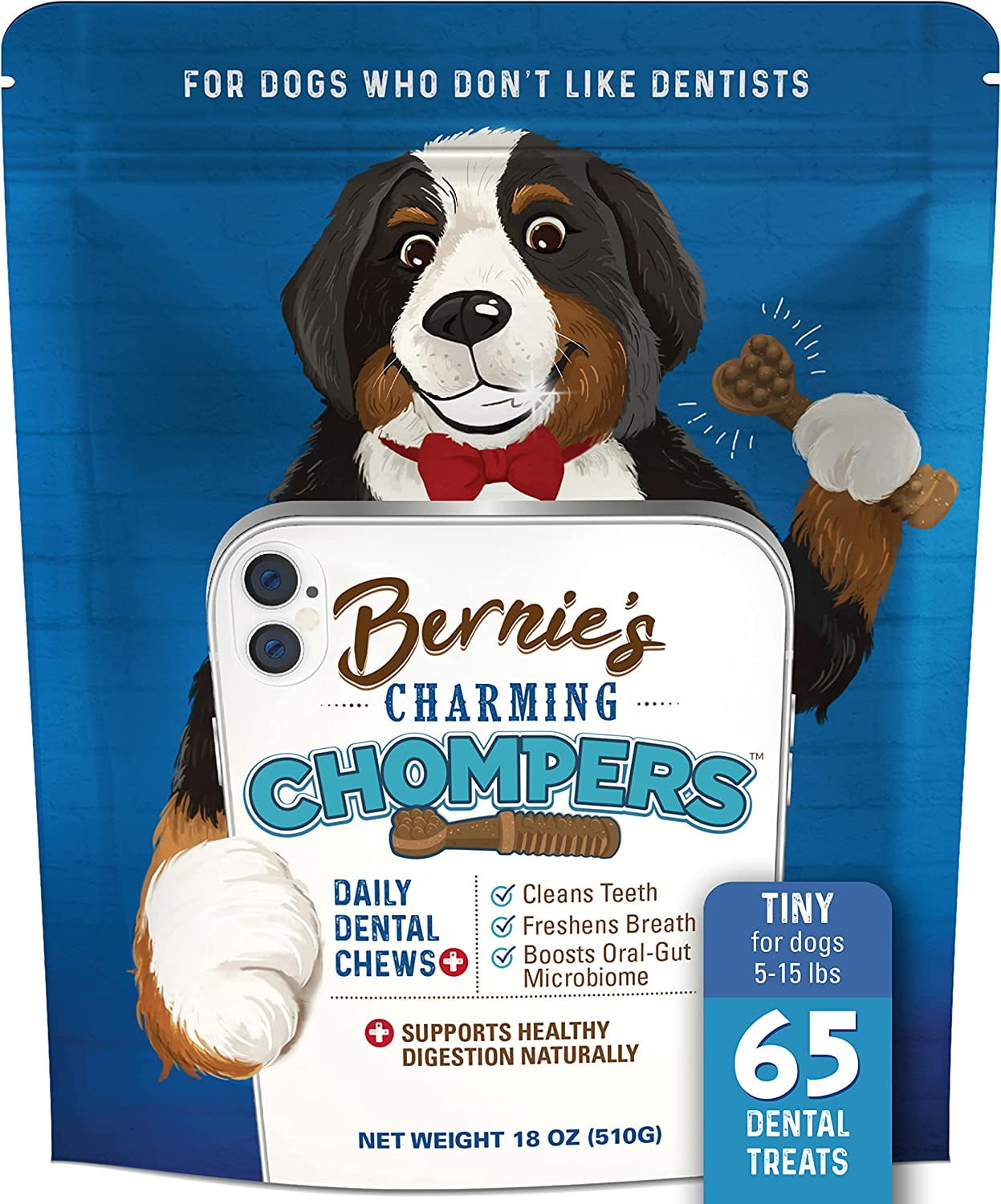 Bernie's Dental Chews for Small Dogs, Freshens Breath, Boosts OralGut