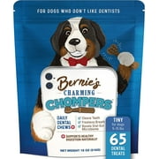 Bernie's Charming Chompers - Daily Dental Chews for Dogs 5-15 Lbs. - 65 Count - Cleans Teeth, Freshens Breath, + Boosts Oral-Gut Microbiome. Easy to Digest, Supports Healthy Digestion Naturally